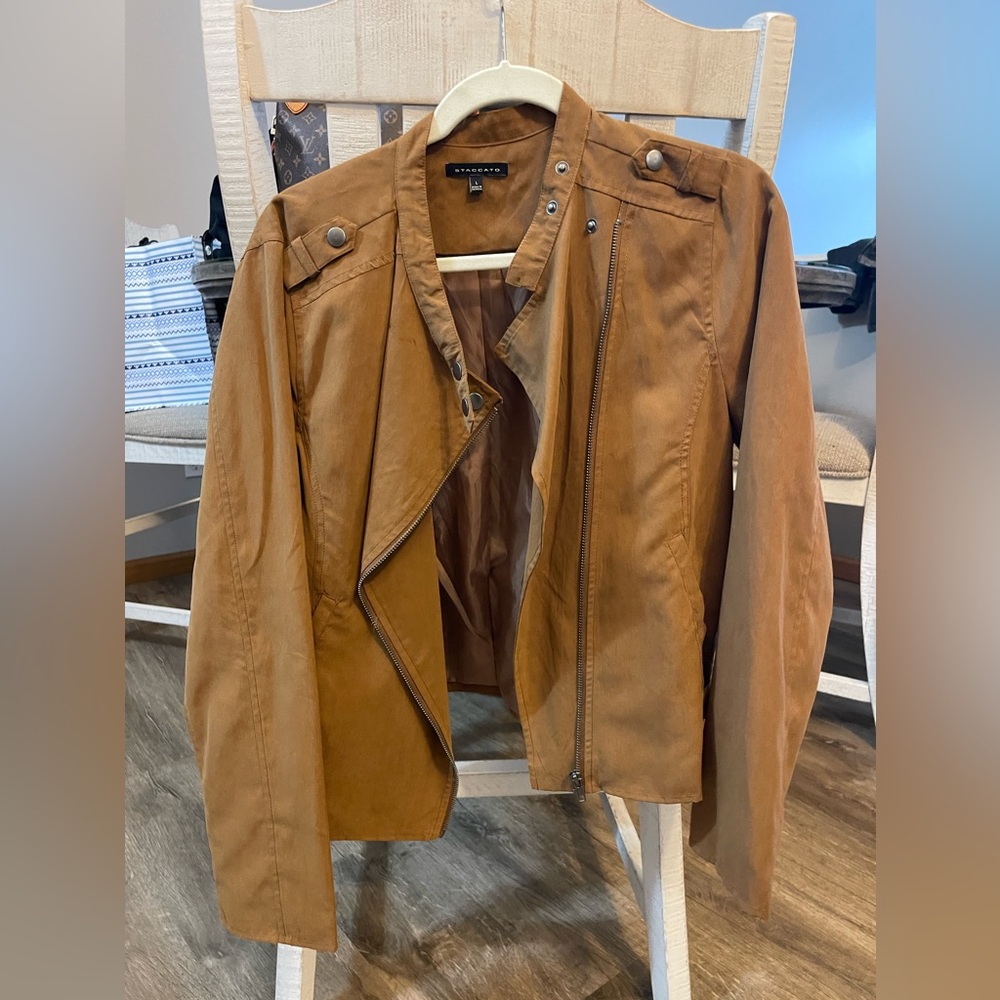 Suede jacket peanut butter tan